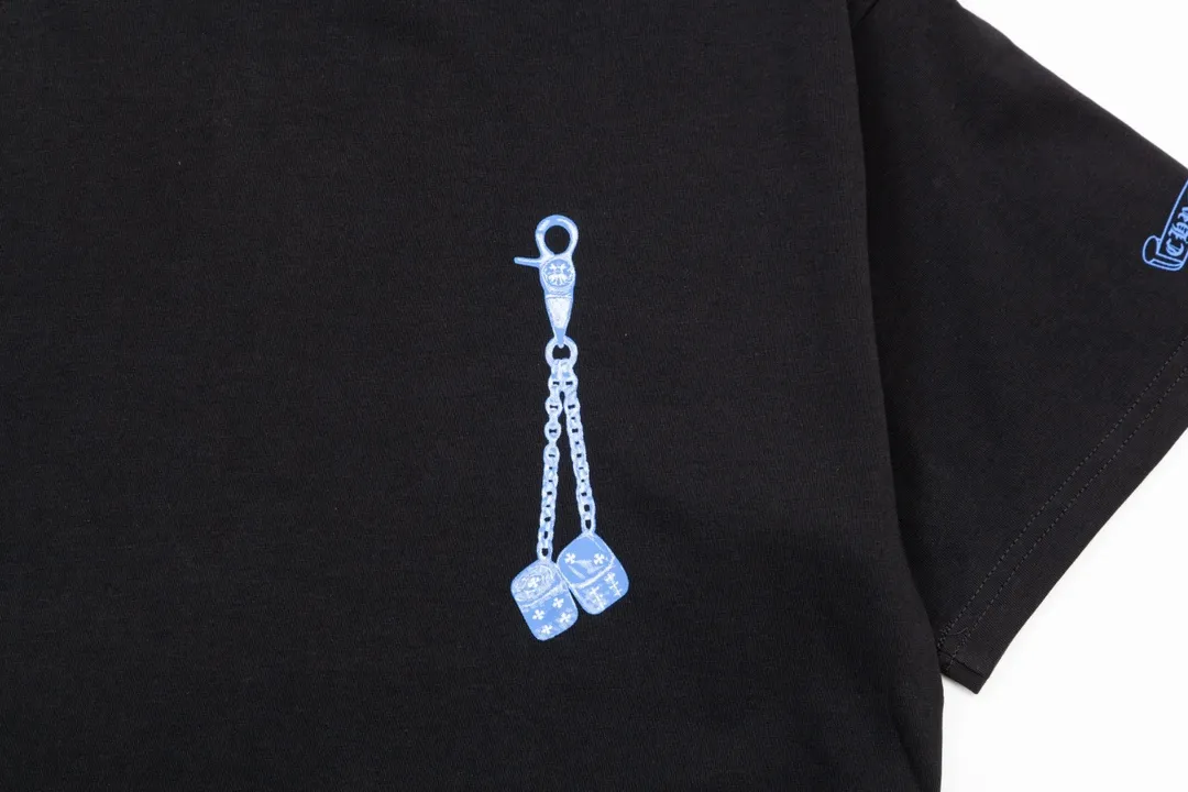 Chrome Hearts/ Blue Logo Same Style T Versatile : Black Size：XS~L